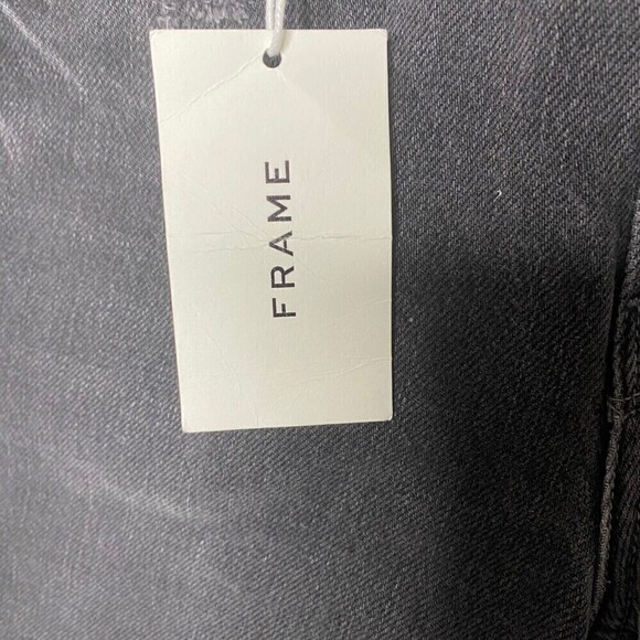 Frame Imaan X Frame Womens Charcoal Gray Mid Rise Denim Ripped Bermuda Shorts 25 - Picture 9 of 14